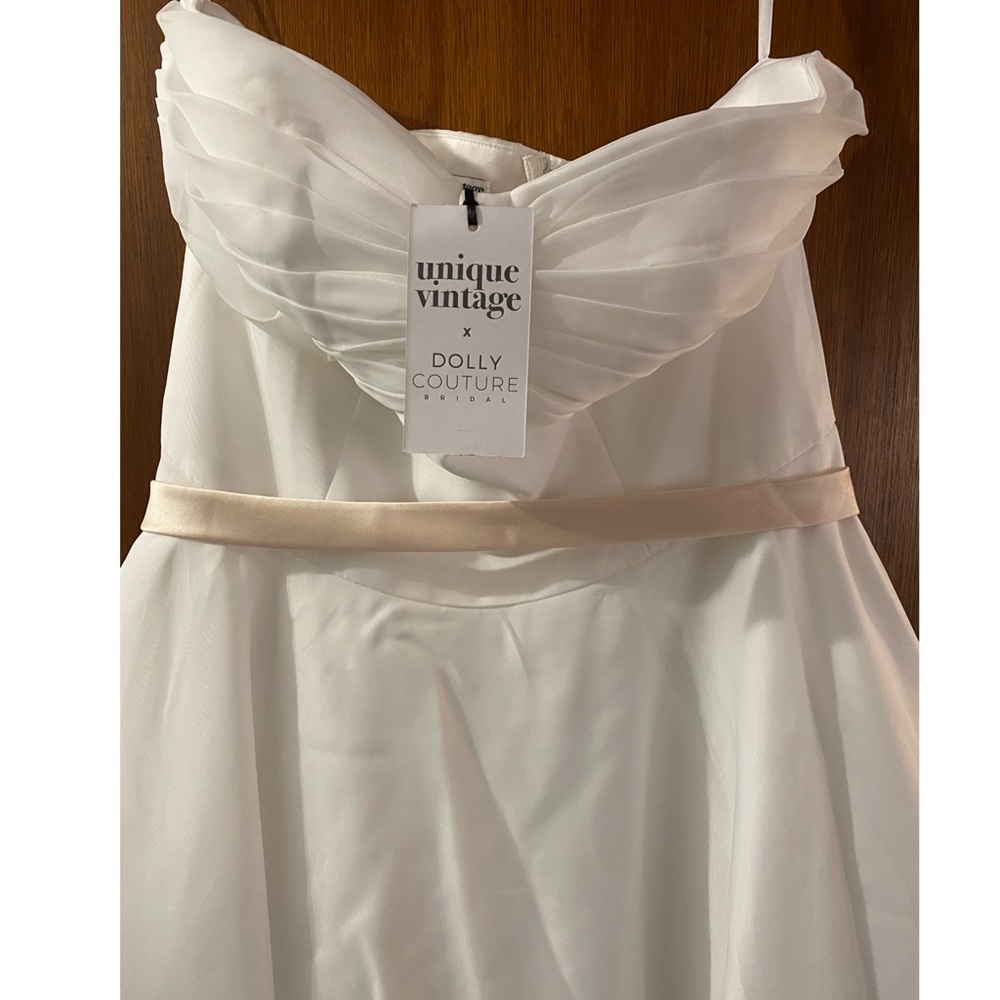 NWT Unique Vintage X Dolly Couture Strapless Tea Length Wedding / Prom Dress - Picture 12 of 16